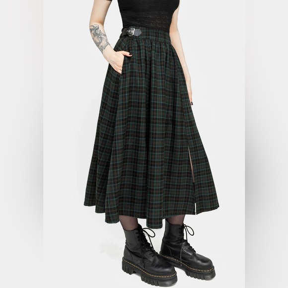 Disturbia Dresses & Skirts - Disturbia Nightingale Buckled Check Midi Skirt